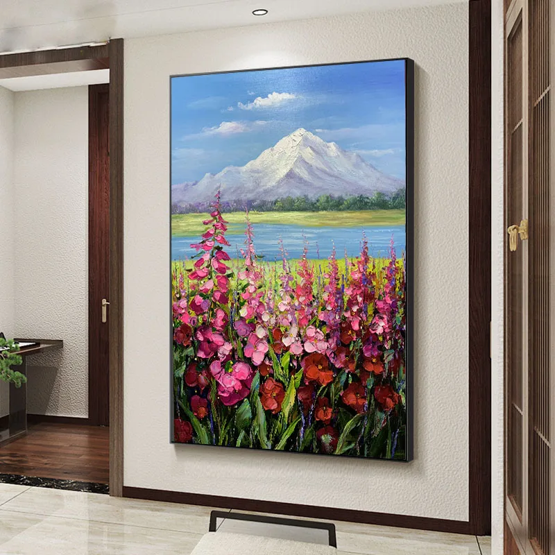 
Hot sale colorful abstract flower canvas oil painting wall decor art 