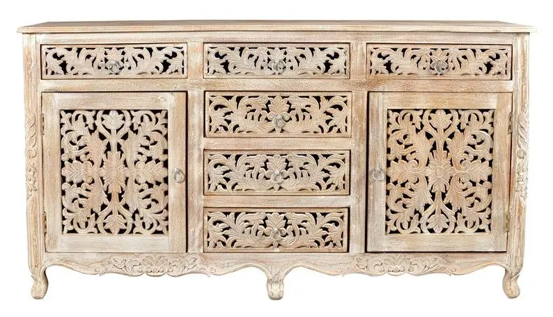 Hand carved Indian solid wooden  6 drawers combo dresser  INDIAN HANDCARVED EXOTIC STYLE 6 DRAWER COMMODE