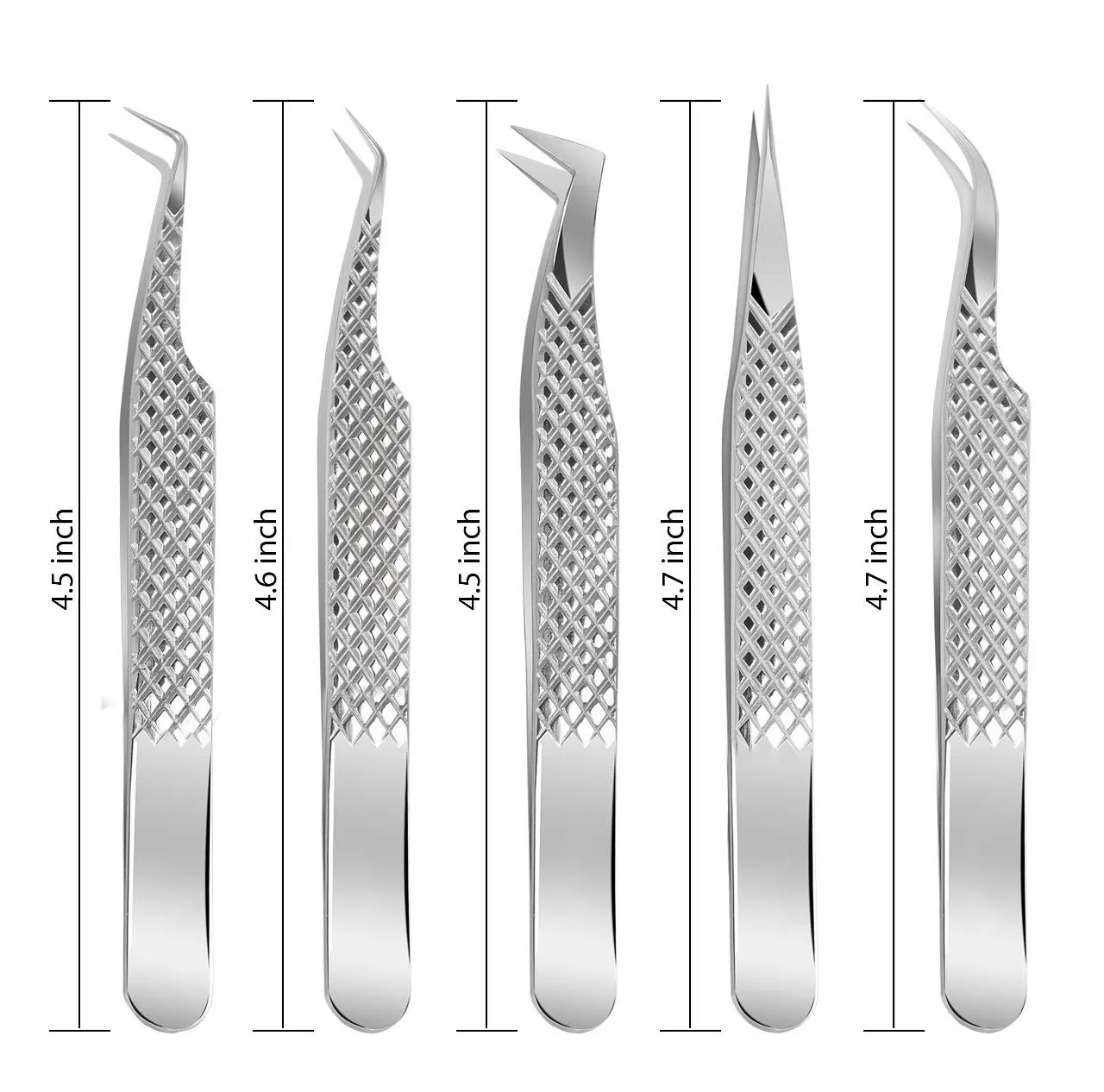  Пинцет для наращивания ресниц Набор из 5 японские инструменты нержавеющей стали прямые изогнутые 45 90 градусов угловой наконечник пинцет объема