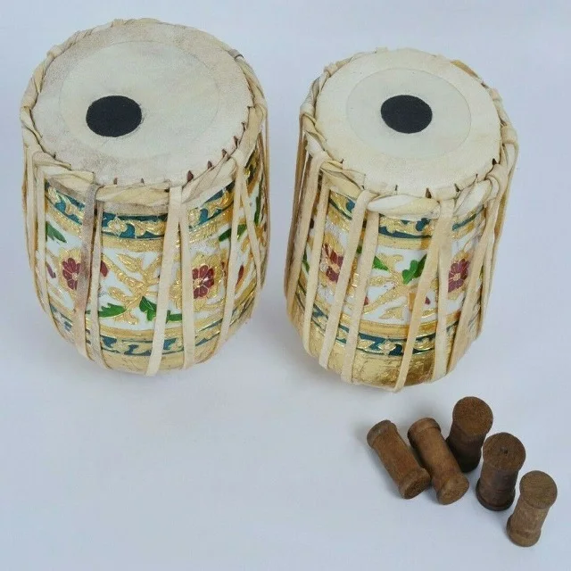 Meenakari  Decorative Mini Tabla Set  Educational Musical Instrument Meenakari Table Set Chrome Finish