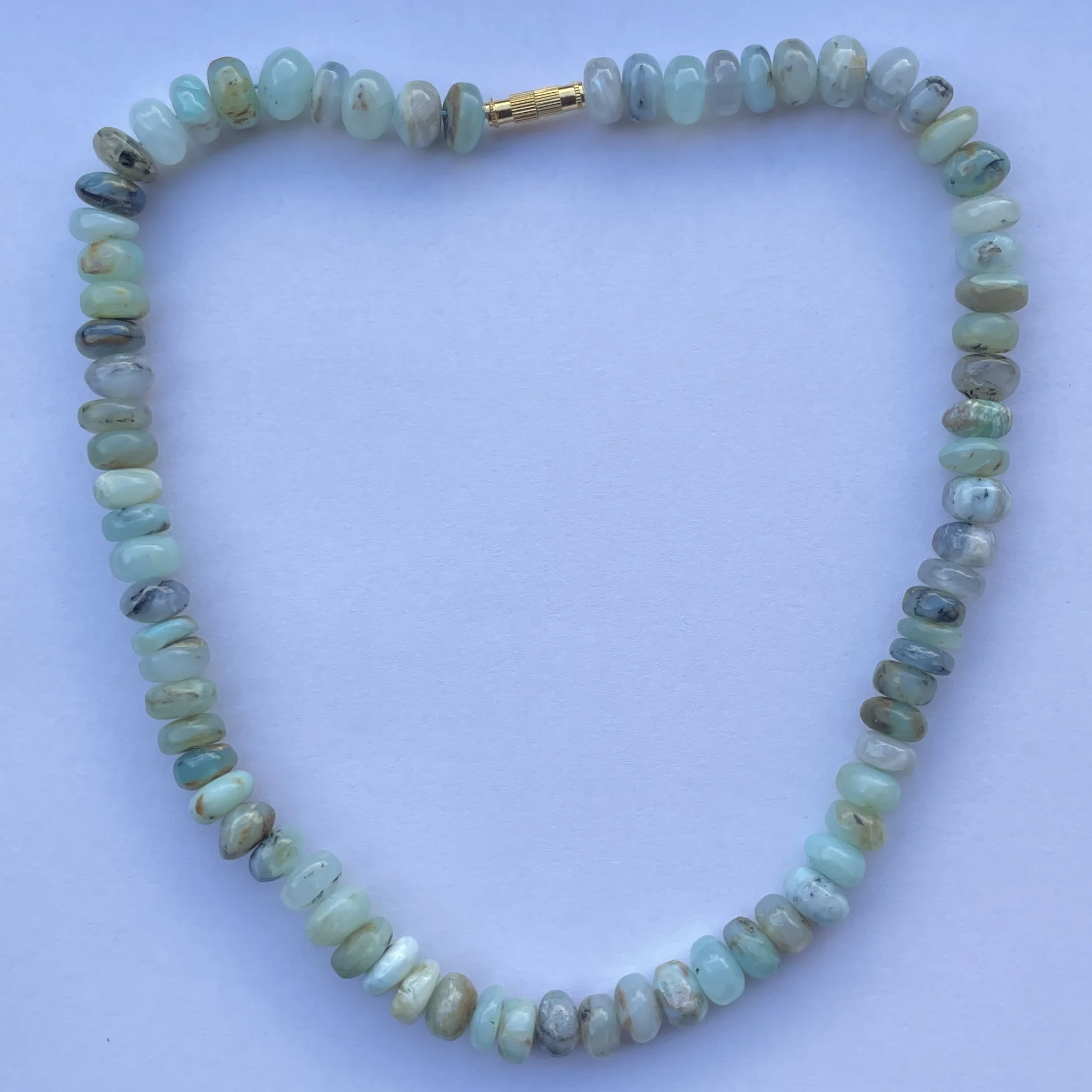 Natural Peruvian Opal Stone Smooth Rondelle Gemstone Beaded Necklace Jewelry from Supplier at Wholesale Price Regular Buy Now