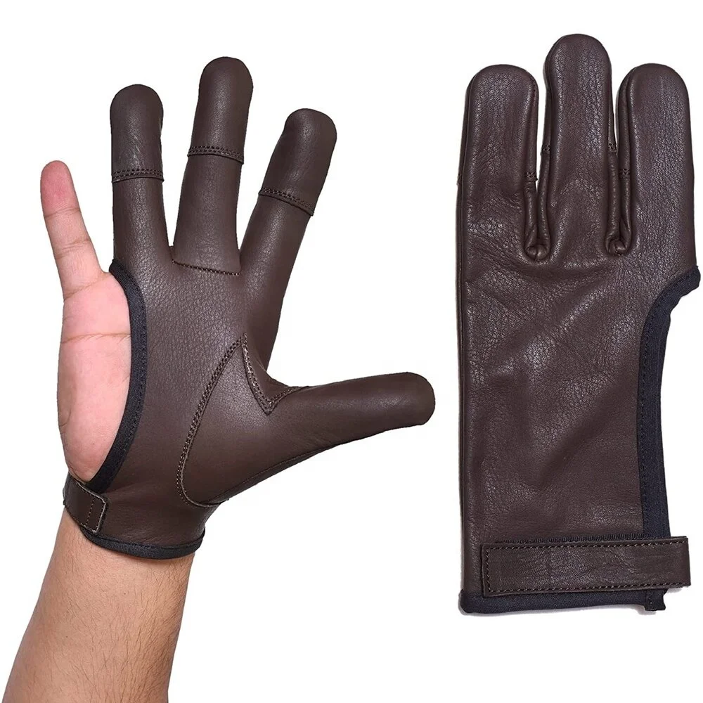 custom wholesale Archery Max archery 3 4 four finger leather protective shooting gloves for left and right hand archer