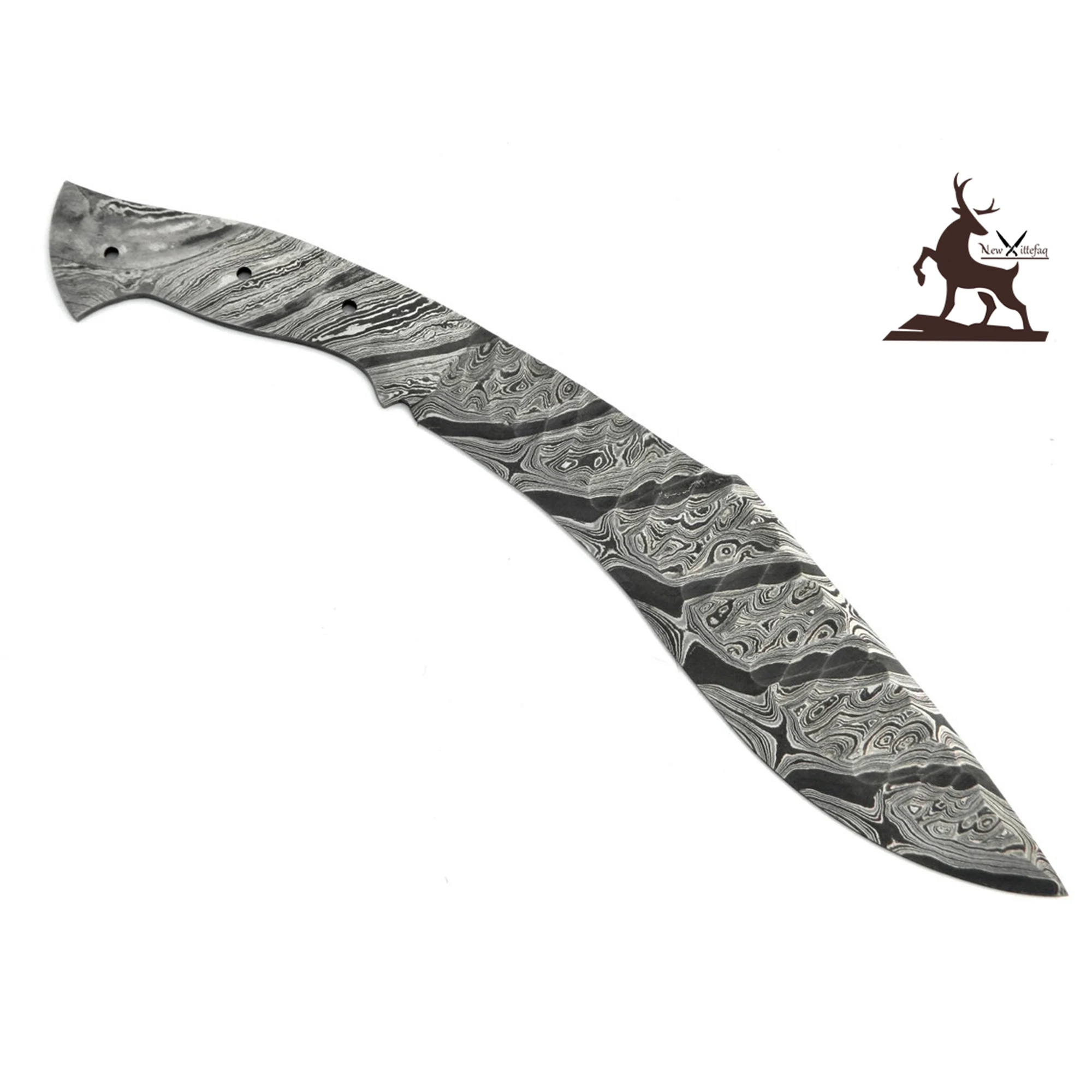 wholesale Damascus hunting knife blank blade handmade forged full tang with leather sheath hunting, camping, Kukri knife