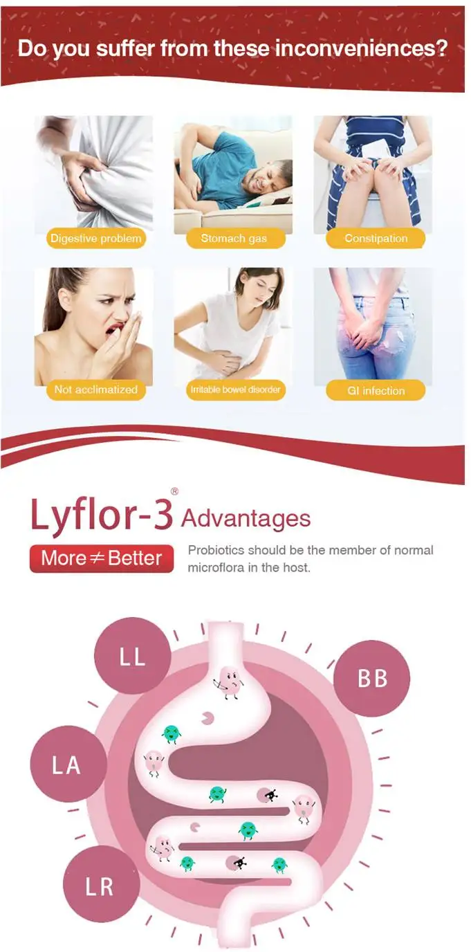 
Lyflor-3 High Potency 50 Billion CFU 12 strains probiotic powder for Improve Digestive Health 