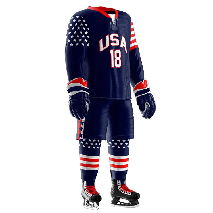 
Newest Hot Selling ice hockey uniform / hockey uniforms with 100% polyester custom logo and numbers for unisex team 