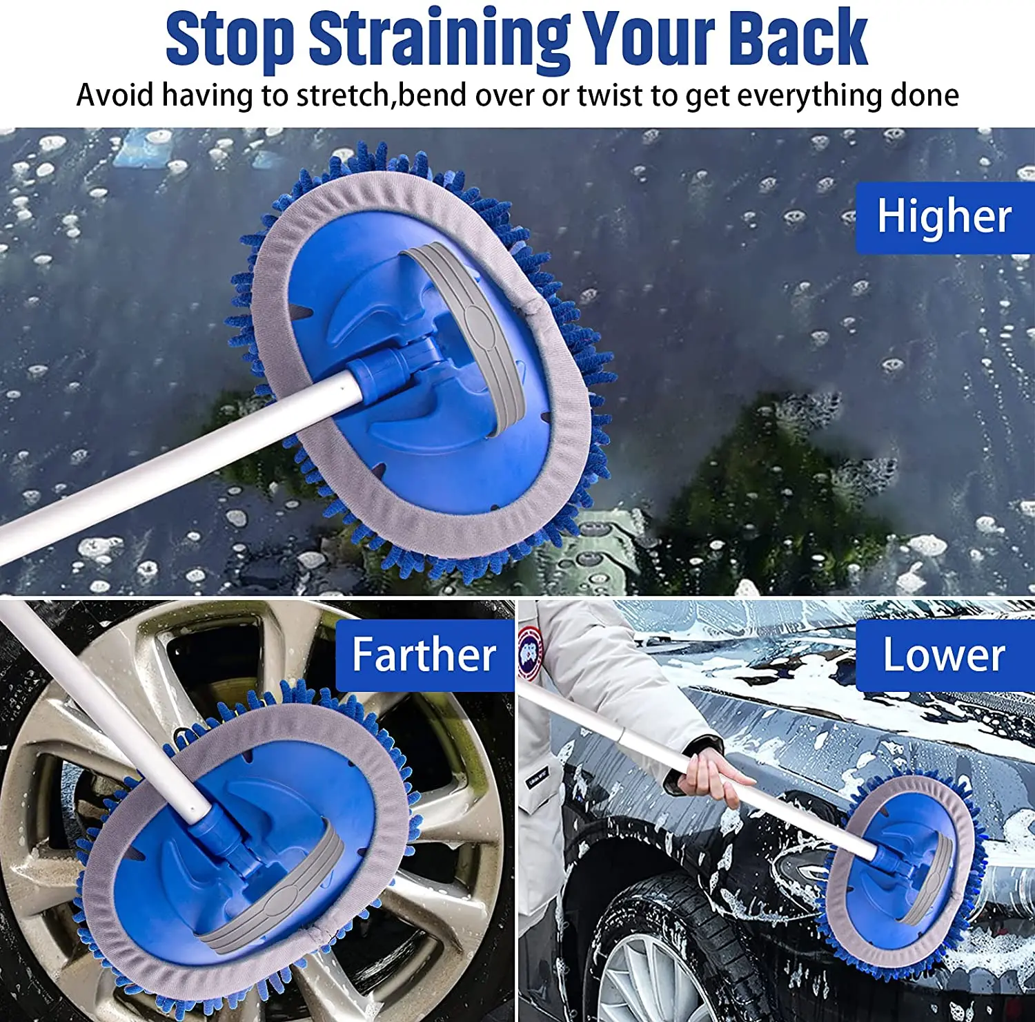 Car Wash Brush Car Cleaning Brush 62' Wash Mop Kit