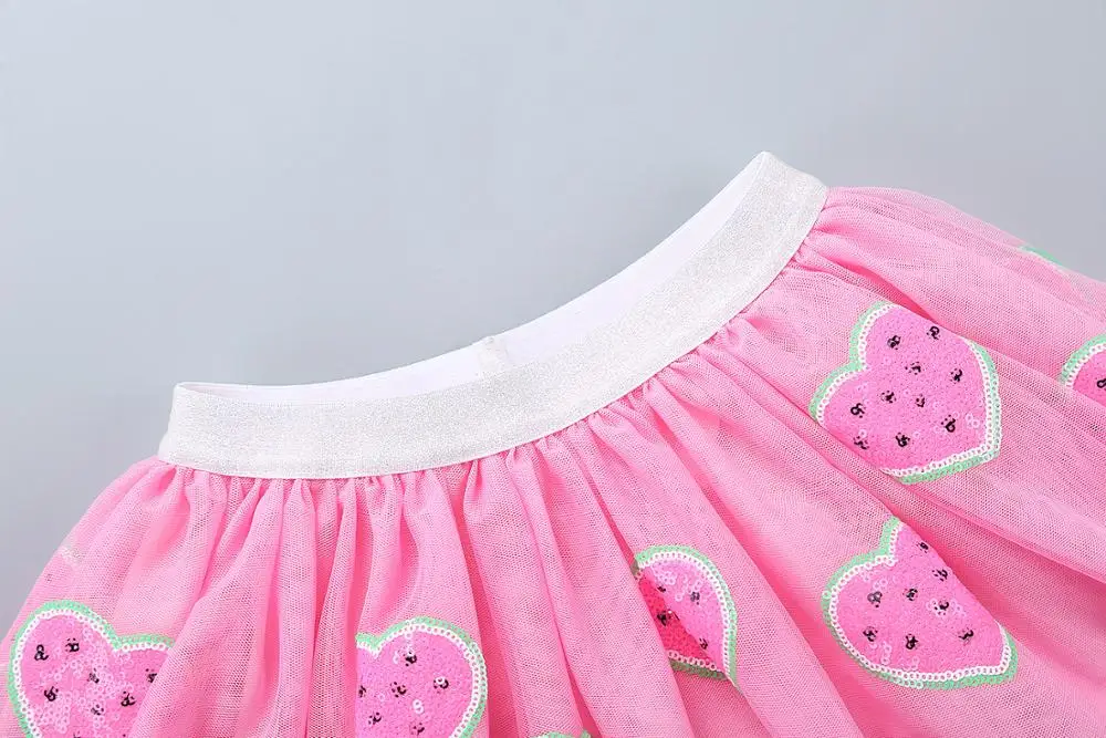 High quality soft watermelon chiffon lovely pink little girls skirts for children