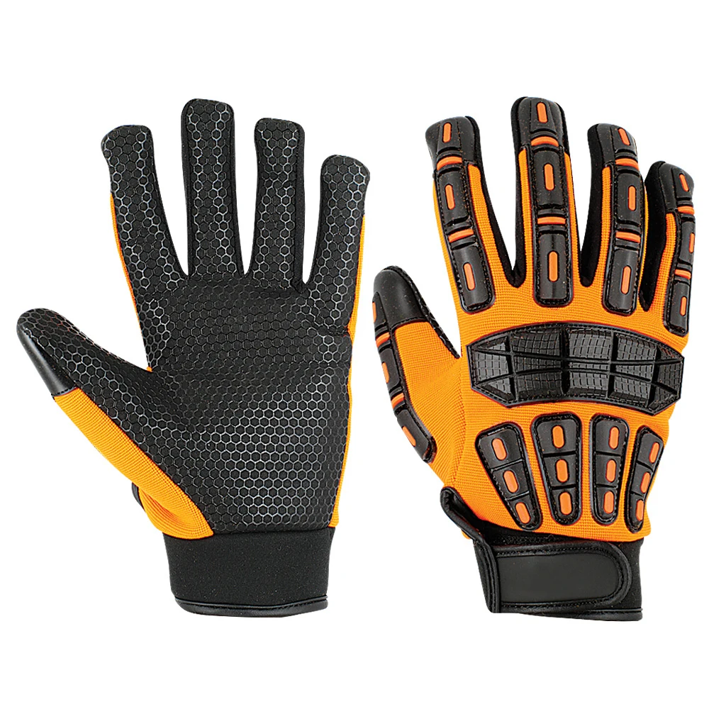 Custom Anti Slip Cut Resistant Anti-vibration TPR Leather Mechanic Safety Work Impact Gloves