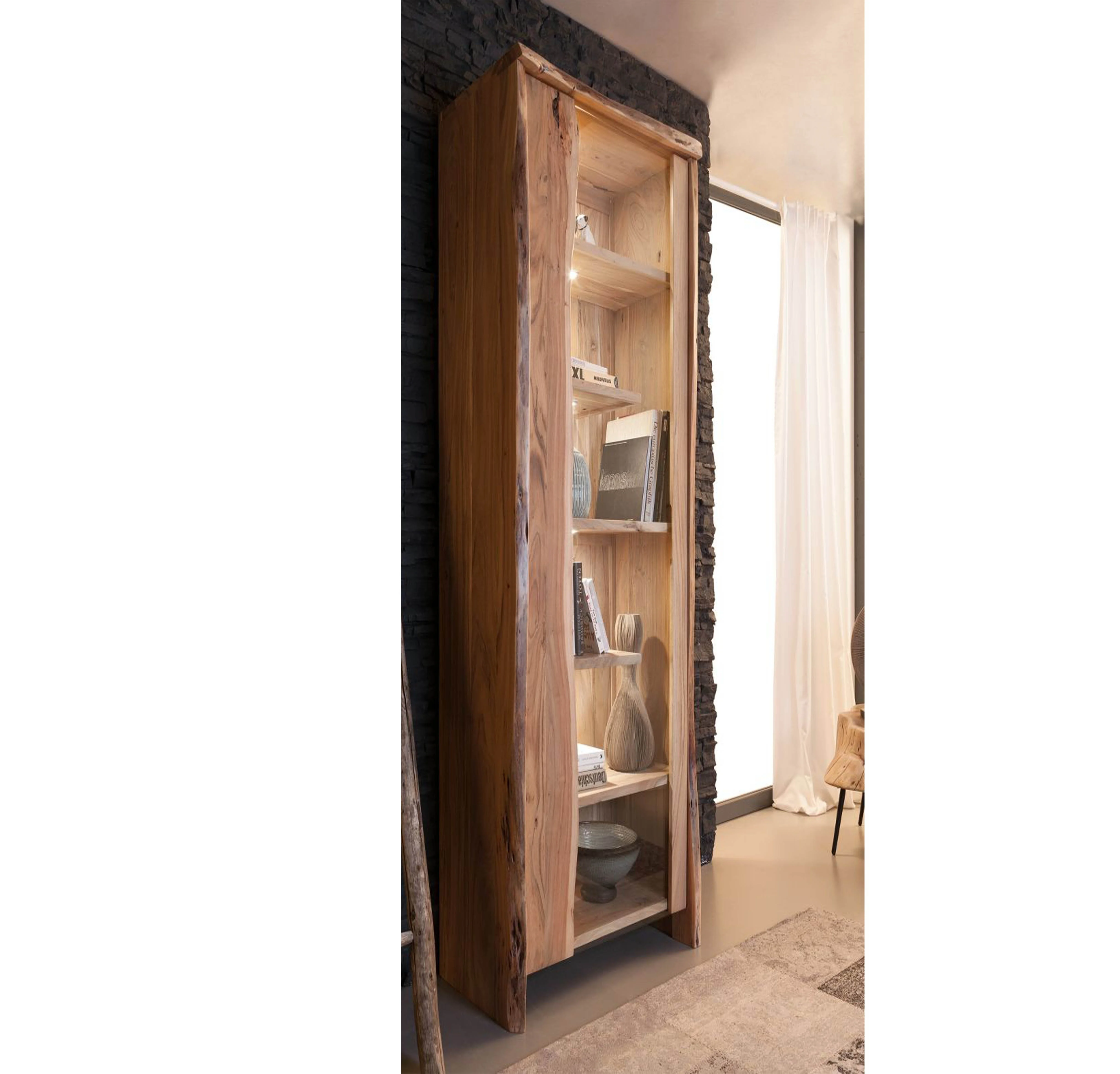 Latest Design shelves vetrina in legno di Acacia Acacia natural laccato Pure Acacia cabinet