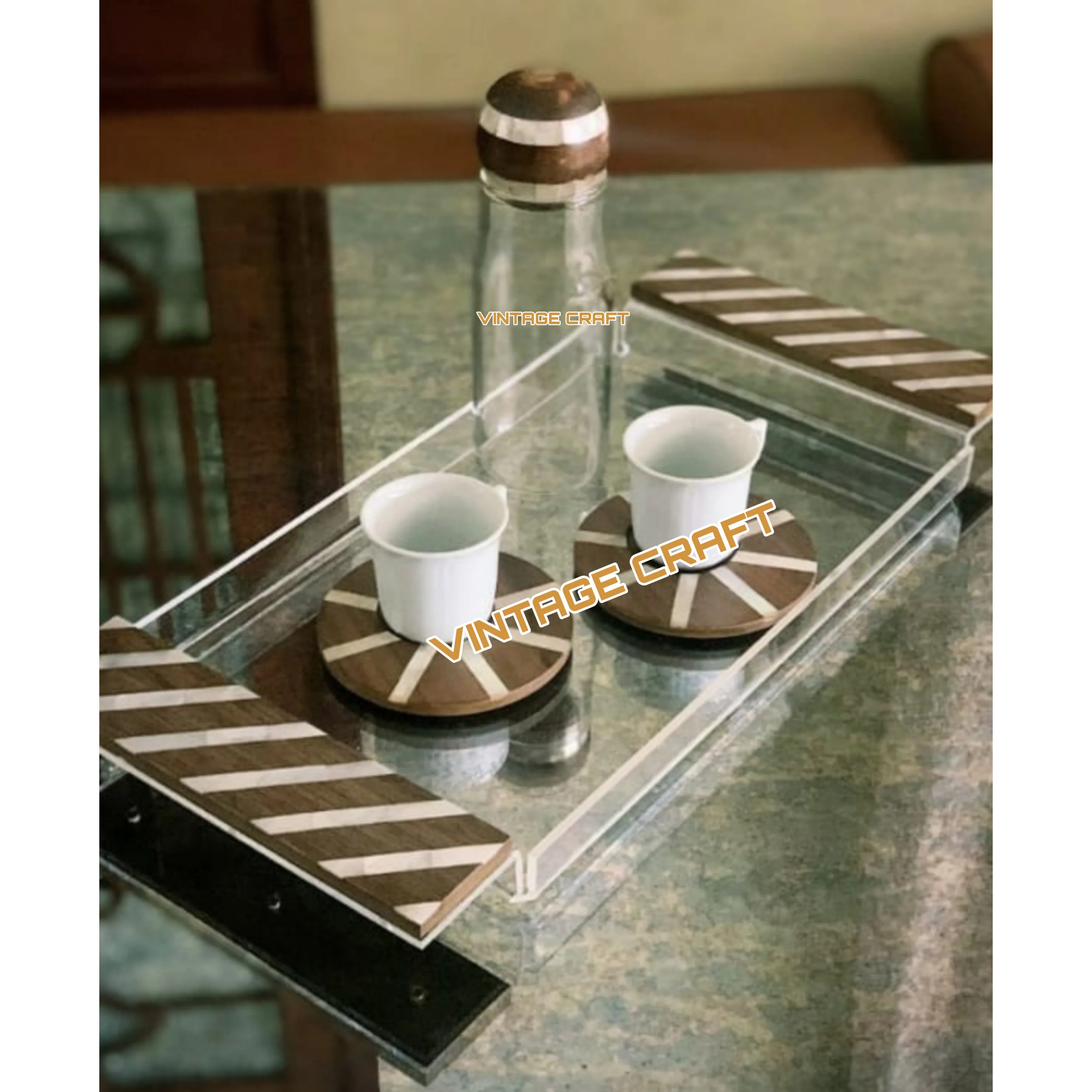 Сервировочные подносы с перламутровой инкрустацией Деревянные Подносы чайные тарелки подарок на Рамадан или ИД