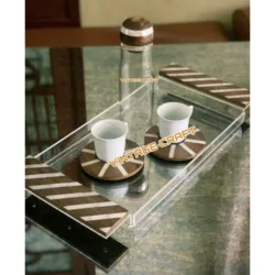 MOTHER OF PEARL INLAY WOOD CRAFT SERVING TRAYS MOTHER OF PEARL INLAY TEA PLATES GIFT FOR RAMADAN OR EID