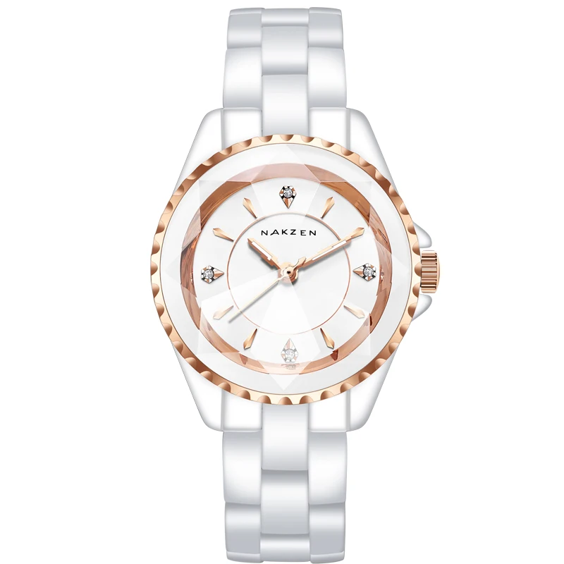 
NAKZEN brand watch for lady elegant ceramic quartz wristwatch waterproof uhren damen stylish ladies watch women 