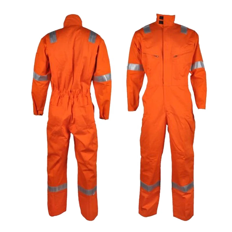 OEM Wholesale Service Orange Color 220gsm Flame Resistant Coverall Fire Retardant Safety Overall Suit