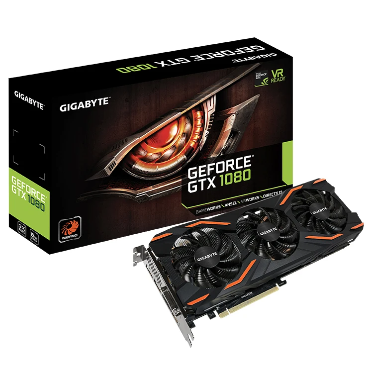GIGABYTE NVIDIA GeForce GTX 1080 D5X 8G Used Gaming Graphics Card with High Speed 8GB GDDR5X Memory Support OverClock