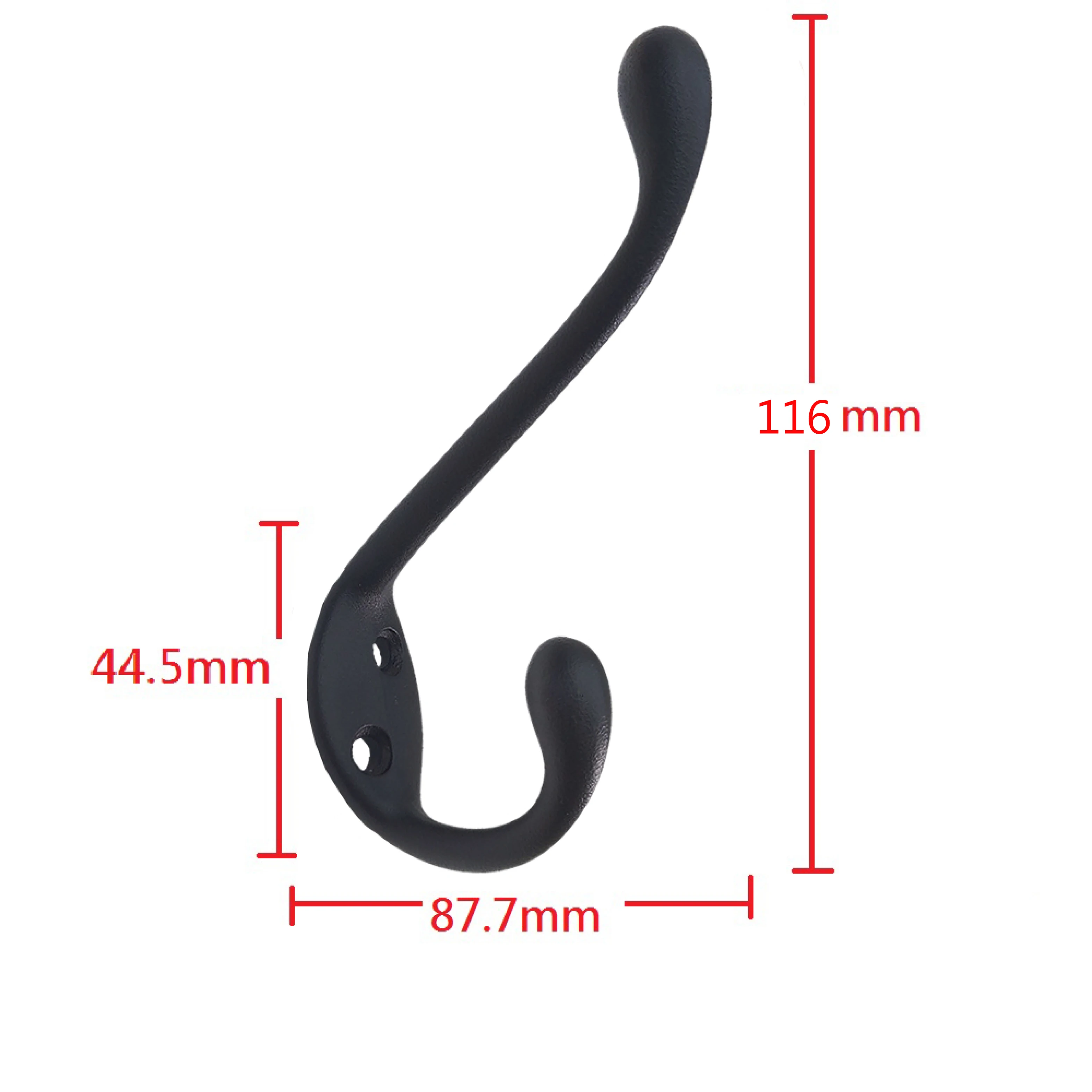 Rustic Style Black Cast Iron Large Wall Robe Hook