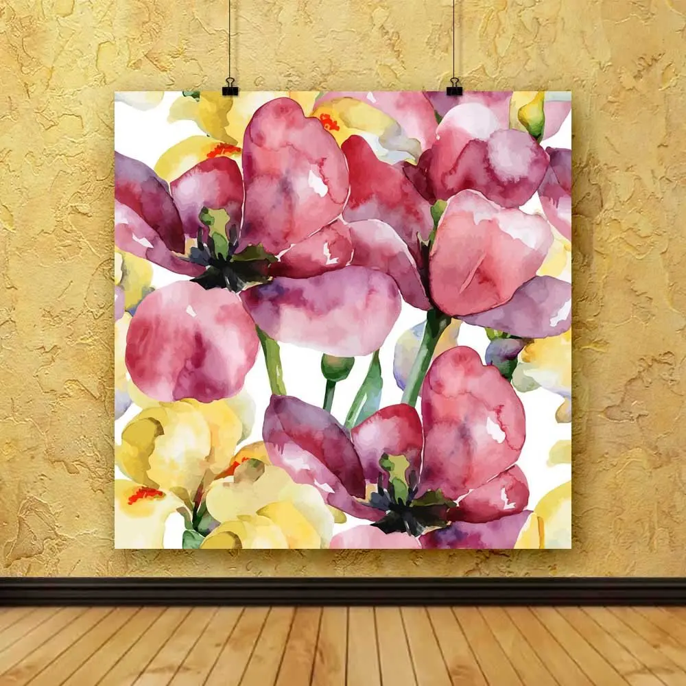 
Brilliant Pictoral Pitaara Box Purple Tulips & Yellow Irises D1 Canvas Painting MDF Frame 