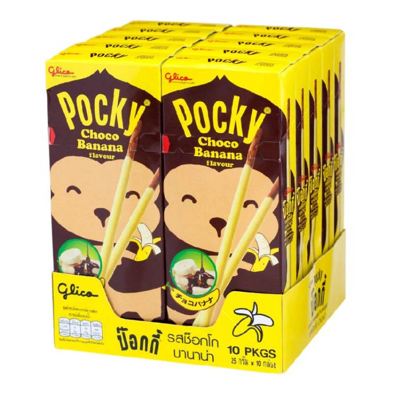 Wholesale Glico Pocky Banana Flavour Biscuit Stick Thai Snack High Quality 25G.