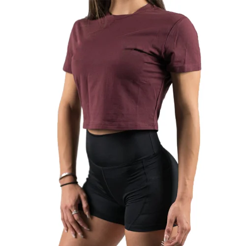 Wholesale Gym Wear Women Tapered Fit Custom Blank Crop Top T Shirt With Custom Logo