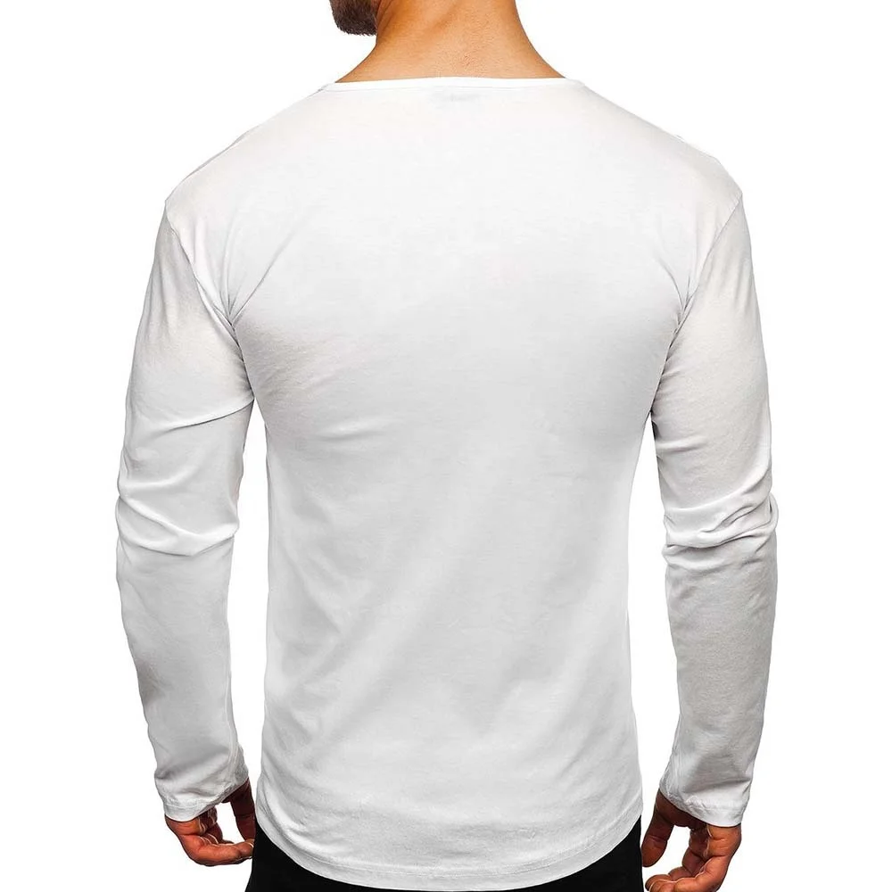 Apparel Processing Services For Men T Shirt Custom White Color Men Long Sleeve T Shirt Custom Plain Design  Men T Shirt