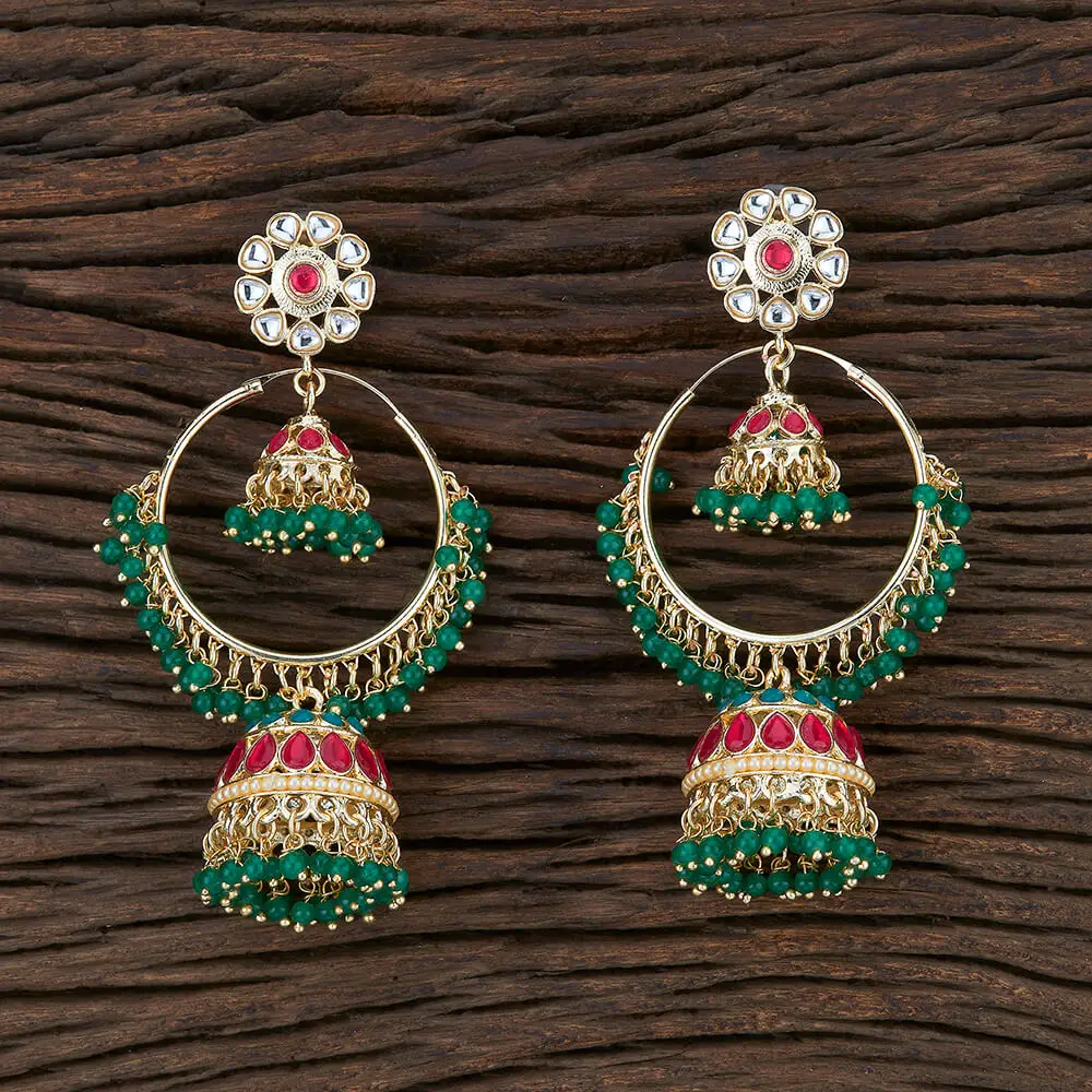 Designer Hand-Made  Indo Western Jhumkis With Gold Plated 104729 From Kanhai Jewels in best Price