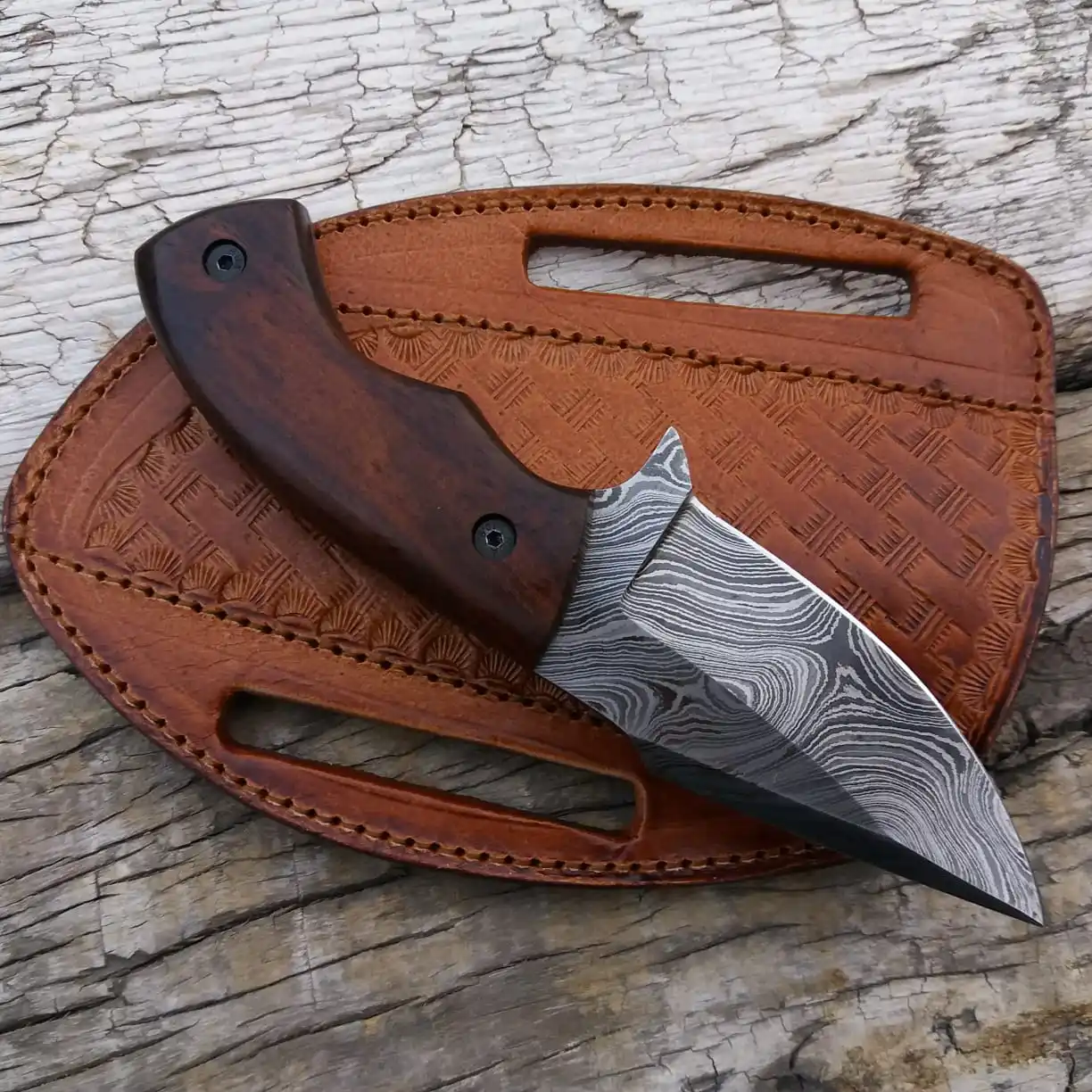 
Damascus Steel Fix Blade Camping Hunting Knife Self Defense Everyday Carry Knives Wholesale 