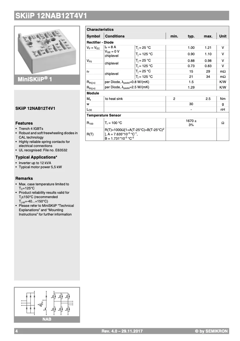 Good Quality Original And Certified SKiiP 12NAB12T4V1 From Germany Other Sensors Motion Sensors
