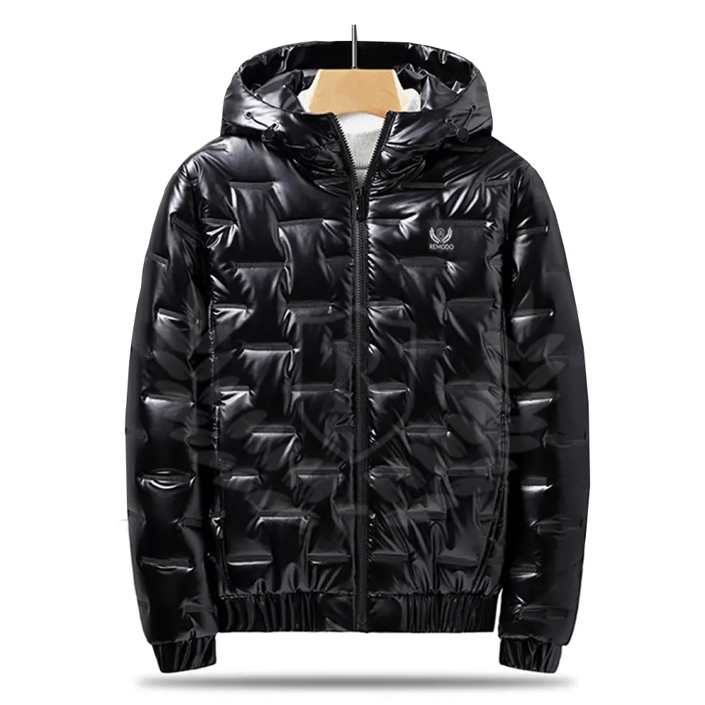 Jacket Men Hand Pockets Turn Down Collar Zip Up Front Durable  Casual Wear Puffer Jacket