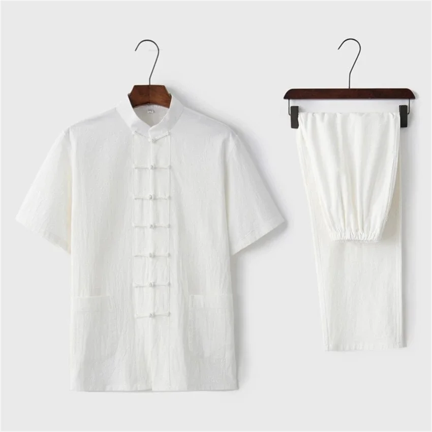 Traditional Kung Fu Clothing Set Men Summer Linen Martial Arts Uniform