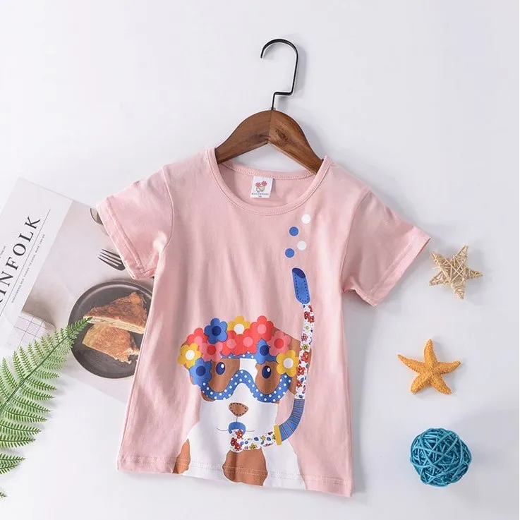 High quality fancy kids clothes baby cotton custom printing t-shirt design for girls kids