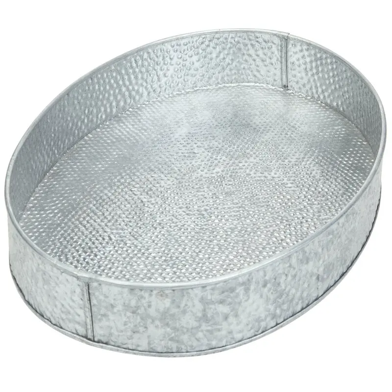 Galvanized Oval Serving Tray Galvanized Decorative Wine Tray Manufacturer of Galvanized Handmade Serving Tray