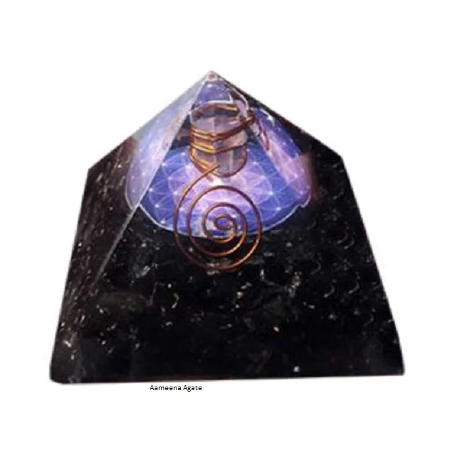 Natural Labradorite Orgonite Pyramid Crystals Shining Grey Labradorite Orgone Pyramid EMF Protection Energy Orgone Pyramids