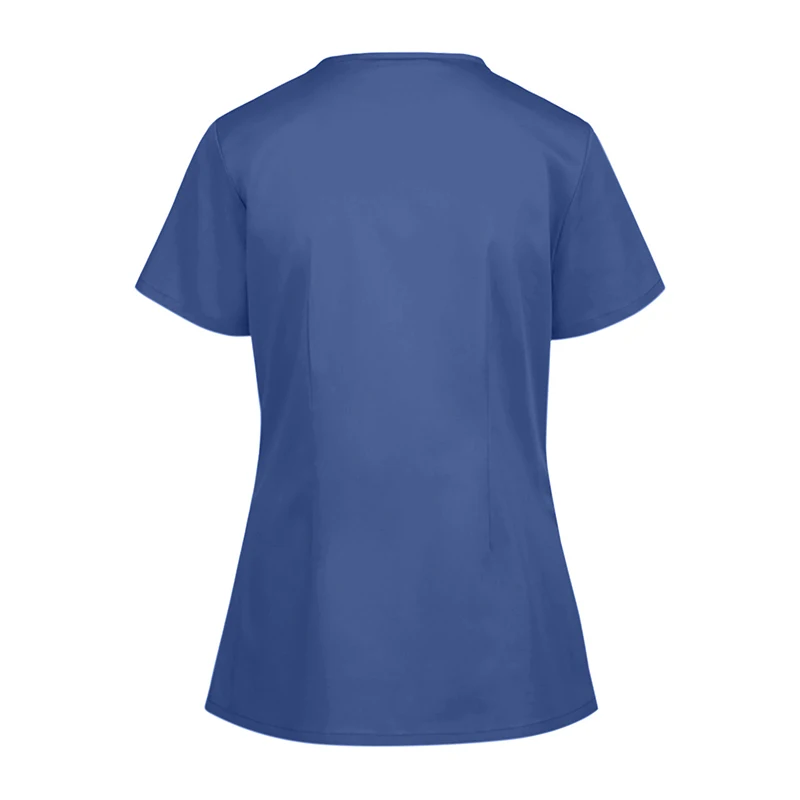 Solid Print Short Sleeve V-neck Carer Top Health Worker Scrubs Top Nursing Uniform For Male Female Dental Medical Uniform