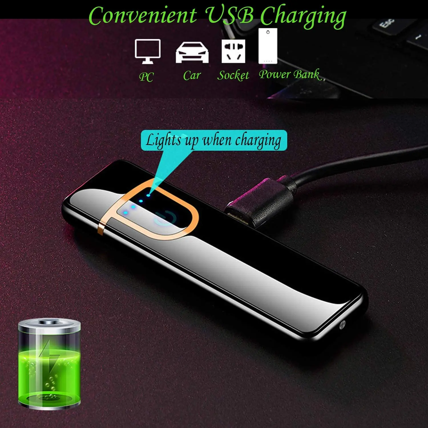 HIGH END TOUCH ELECTRIC LIGHTER,Electronic Lighter,Rechargeable Lighter Touch Ignition USB Charging Lighter.