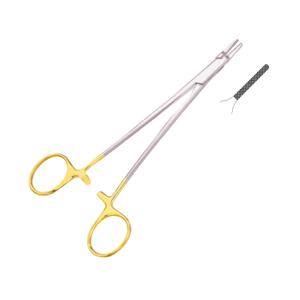 Best Quality Ryderr French Eye TC Needle Holder Stainless Steel Needle Holding Forceps 20.0 cm