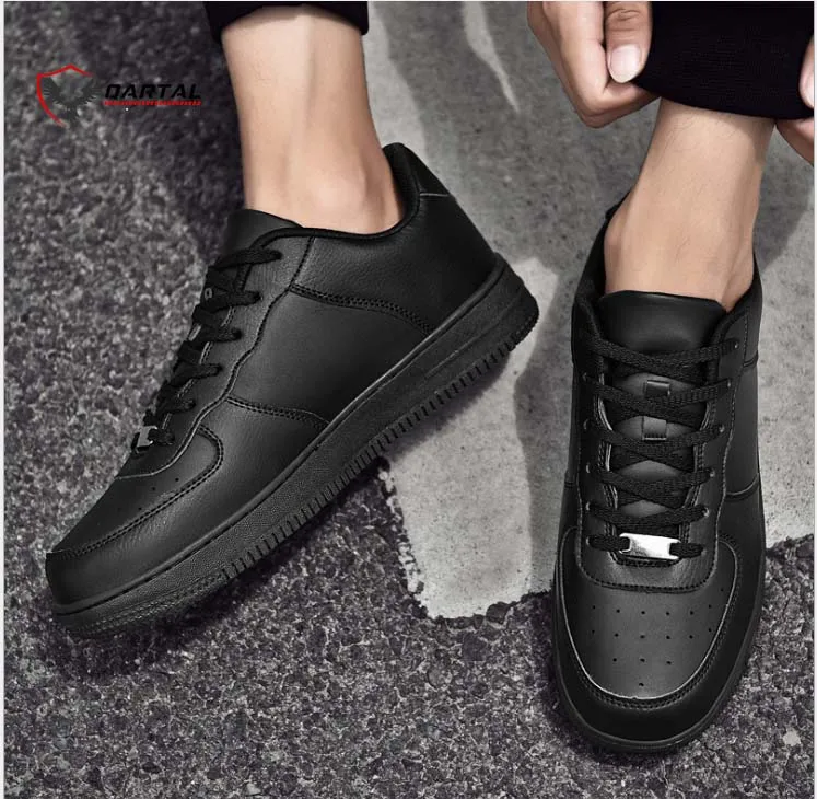 
Men Casual Shoes Leather Flat Shoes Lace-Up Top Sneakers Breathable Sustainable Male Shoes 
