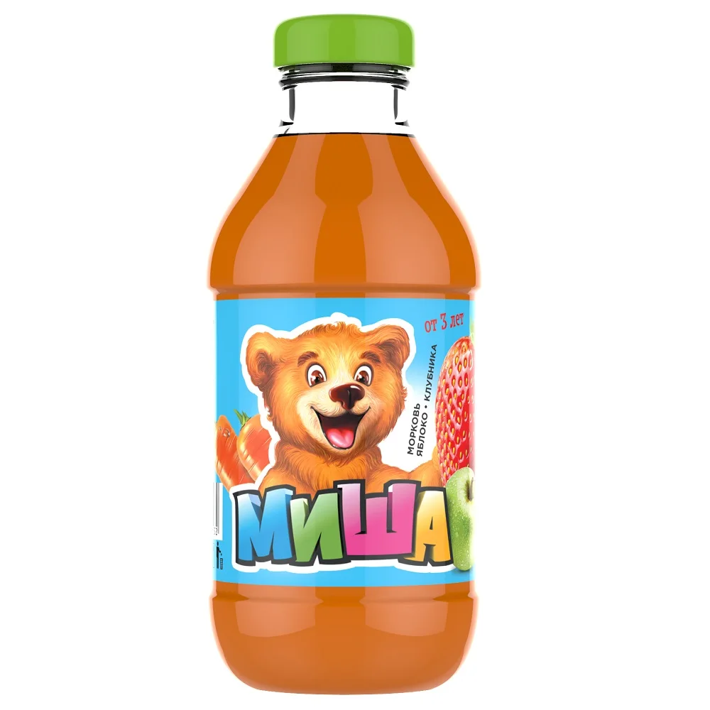 
 Смесь натурального сока моркови, яблока, клубники для детей, 0,33 стеклянных бутылок, еды и напитков  