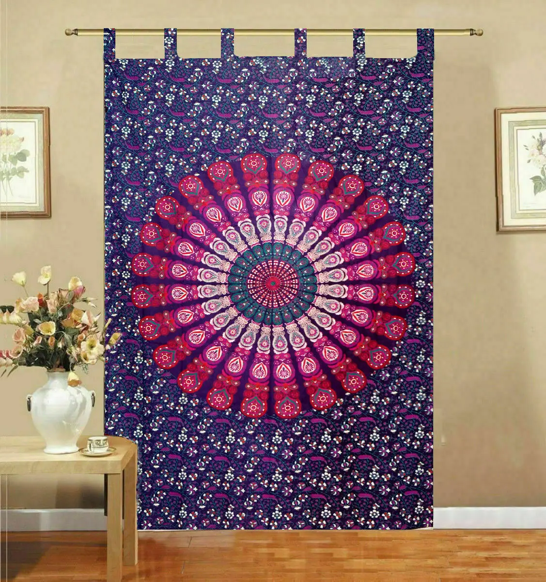 Mandala Dream Catcher Wall Hanging Small Cotton Curtain for Door Window Valance Multiple Colors Hotel Hospital Shade Decoration