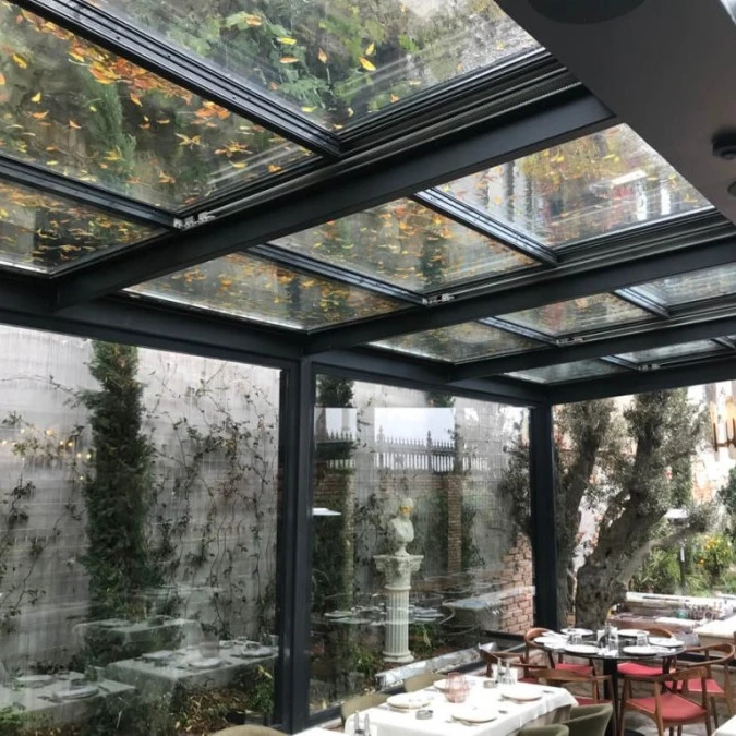 Aluminum Automatic Shading Glass Ceiling Systems Waterproof Cross Metal Customized