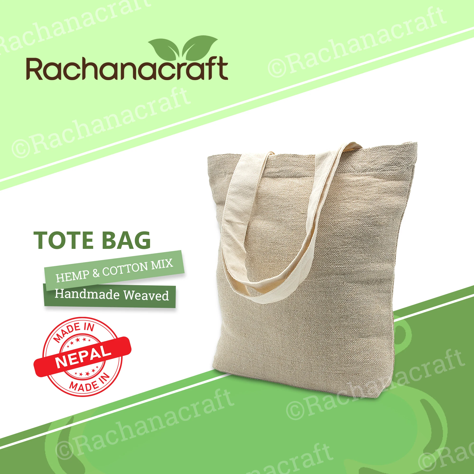 100% Bio-Degradable 100% Organic Cotton Women Shoulder Shopping Bag for Travel, Daily Use Made in Nepal Wholesale Supply