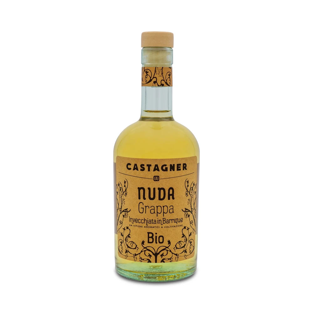 ORGANIC GRAPPA NUDA BIO BARRIQUE PREMIUM MADE IN ITALY HIGH QUALITY GRAPE SPIRIT 500 ML GLASS BOTTLE