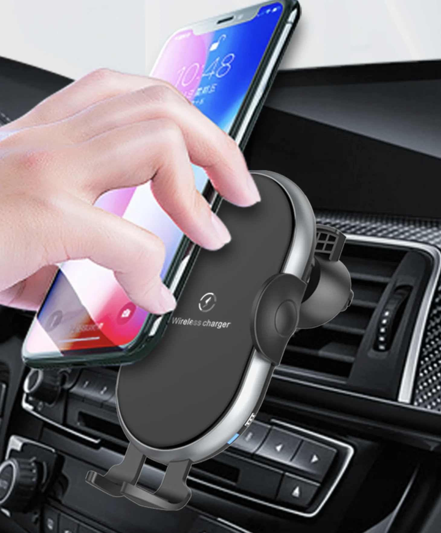 
Automatic Sensor Phone Holder Wireless Charger (Car Vent Clip Net/Dash Board Stand) 