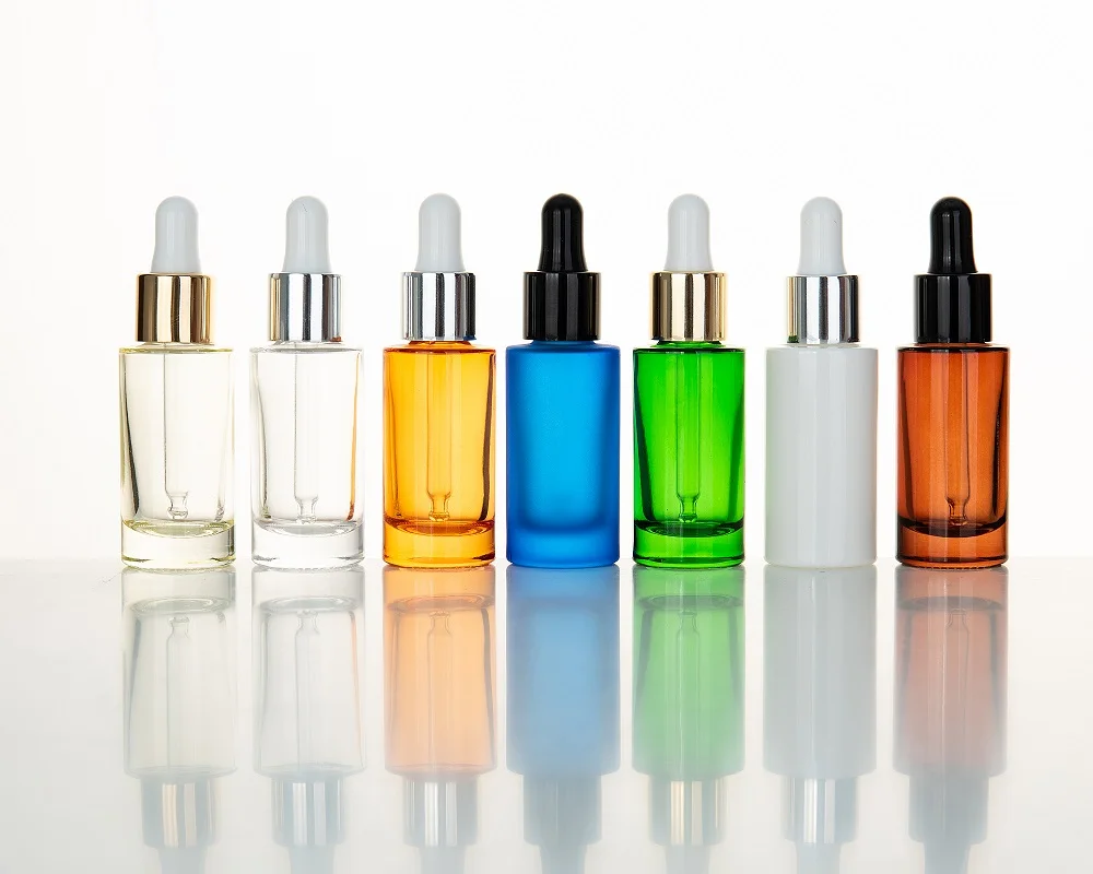 Top Selling Personal Care  Empty Cosmetic Packaging Flat Shoulder Glass Essential Oil Glass Essential Of Bottle Dropper Bottle