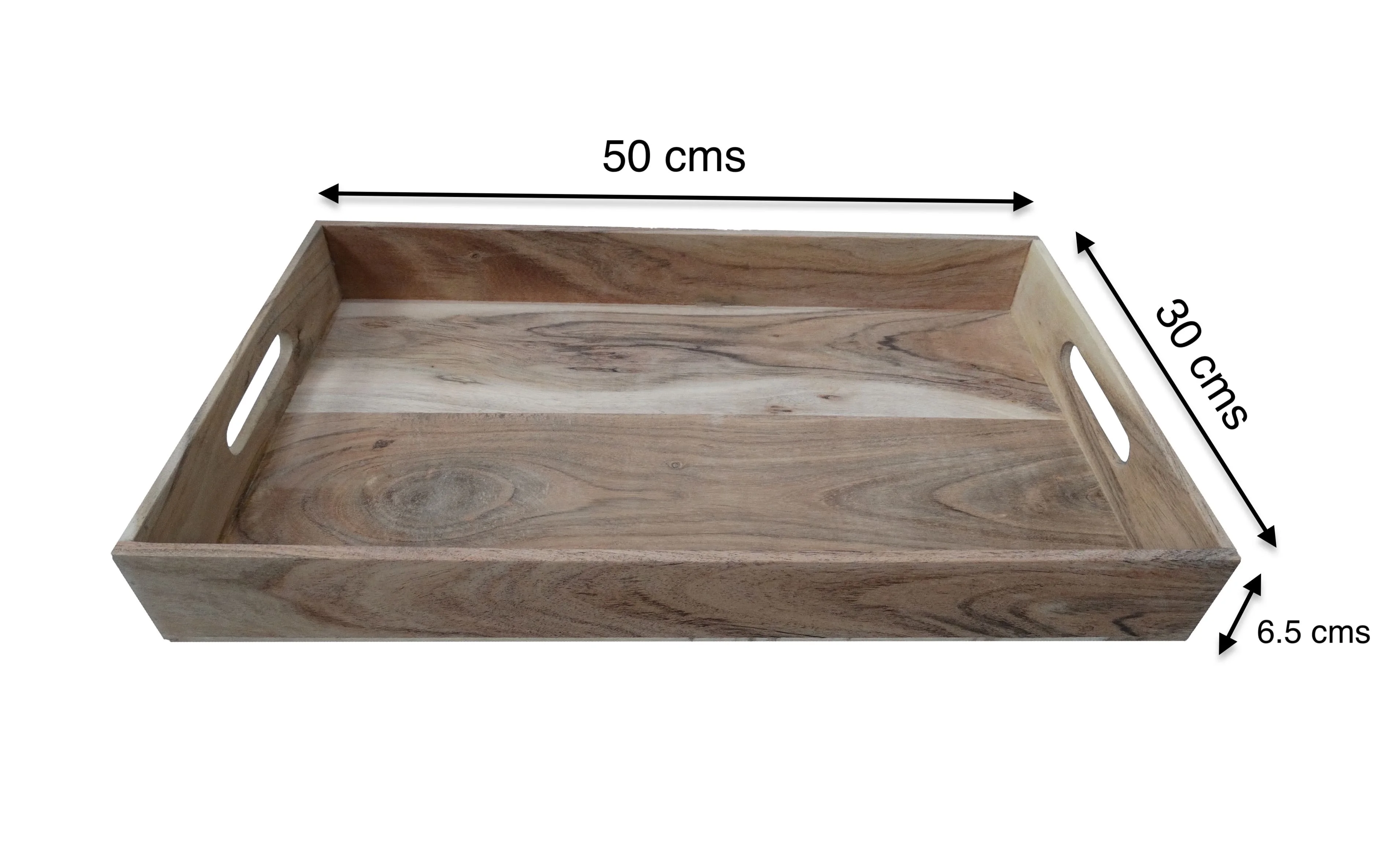 Rectangle Wooden Tray Large Size Natural Finish High Quality Handcrafted Acacia Wood Home Hotel Food Drinks Serving Wooden Tray