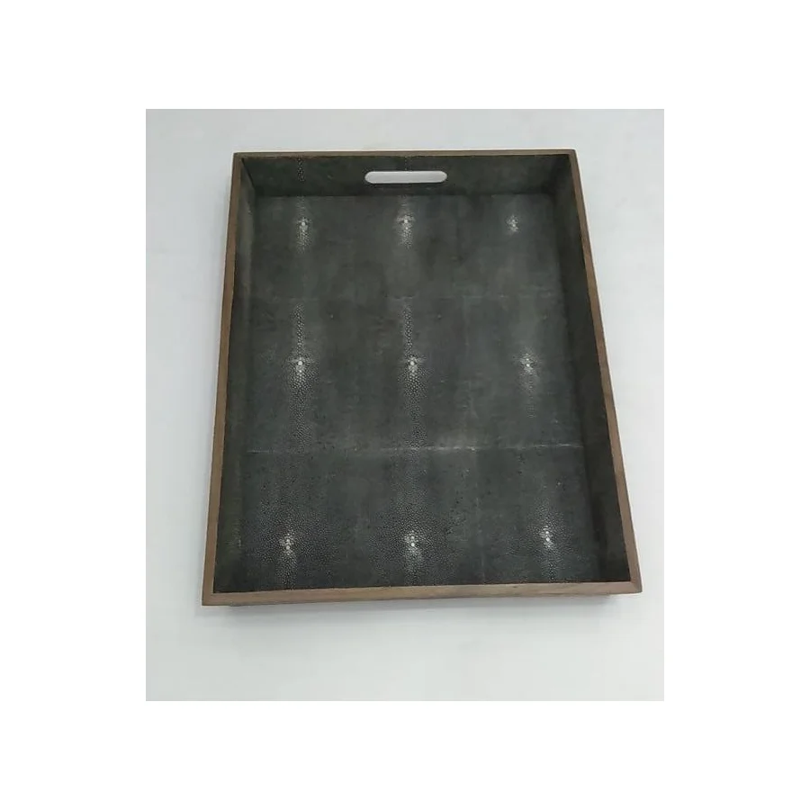 Современный роскошный прямоугольный декоративный искусственный шагреневый поднос для кофейного столика оптом