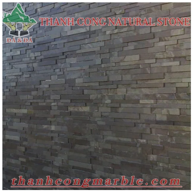 Dark Grey Charcoal Natural Stone Cladding Cultured Panels 60x15 35x18 Hot Sale 2023 Black Slate