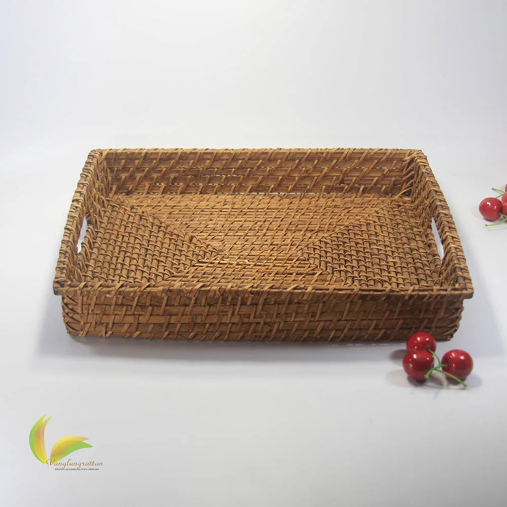 Vietnam handmade tableware woven bamboo wicker rattan serving storage tray