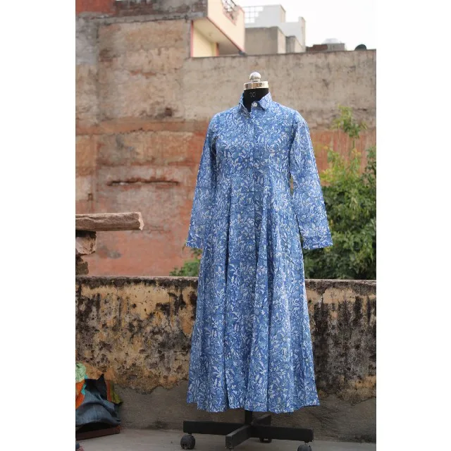 Новое поступление индийская Этническая длинная туника Kurti ручной работы хлопковое платье для женщин