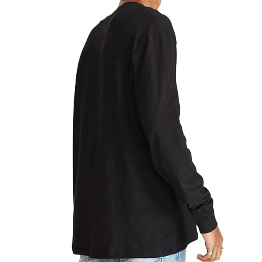 Мужская хлопковая футболка с длинным рукавом черная Однотонная сезон лето 100%