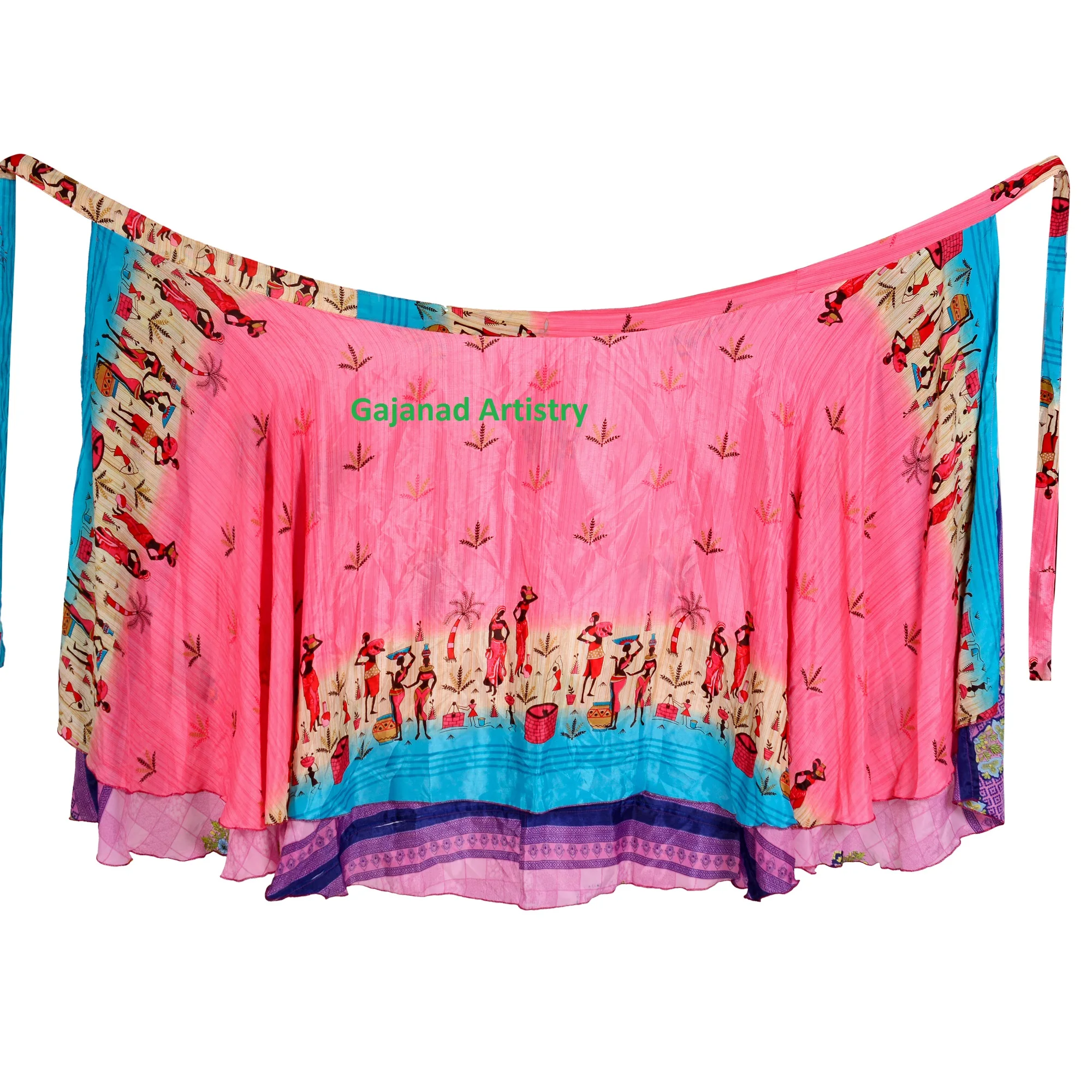 Wrap Reversible Long Skirt Vintage Silk Sari Long Wrap Skirts Indian Silk Long Boho Hippie Long Double Layer Skirt