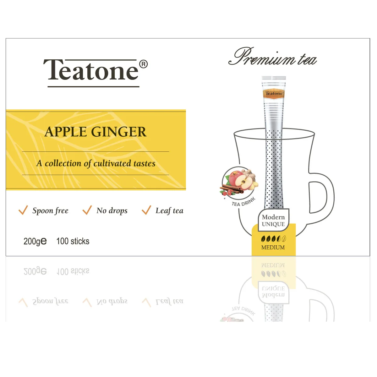 Яблочный имбирный чай в палочке TEATONE 100 палочек индивидуальной упаковке * 2 г высокое качество
